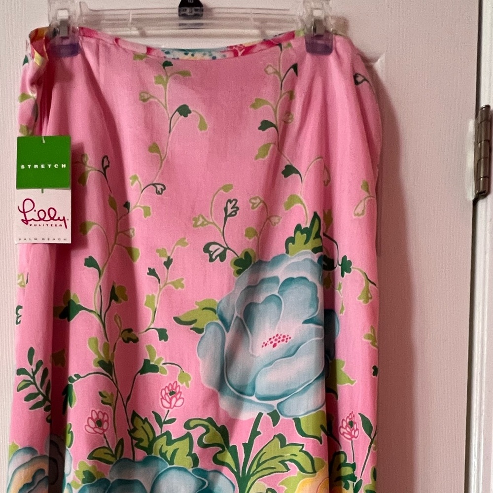 Lilly Pulitzer Long Pink Floral Skirt Size 12 NWT